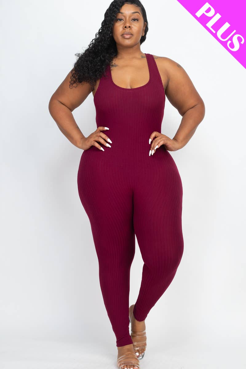 Plus Scoop Neck bodycon Jumpsuit