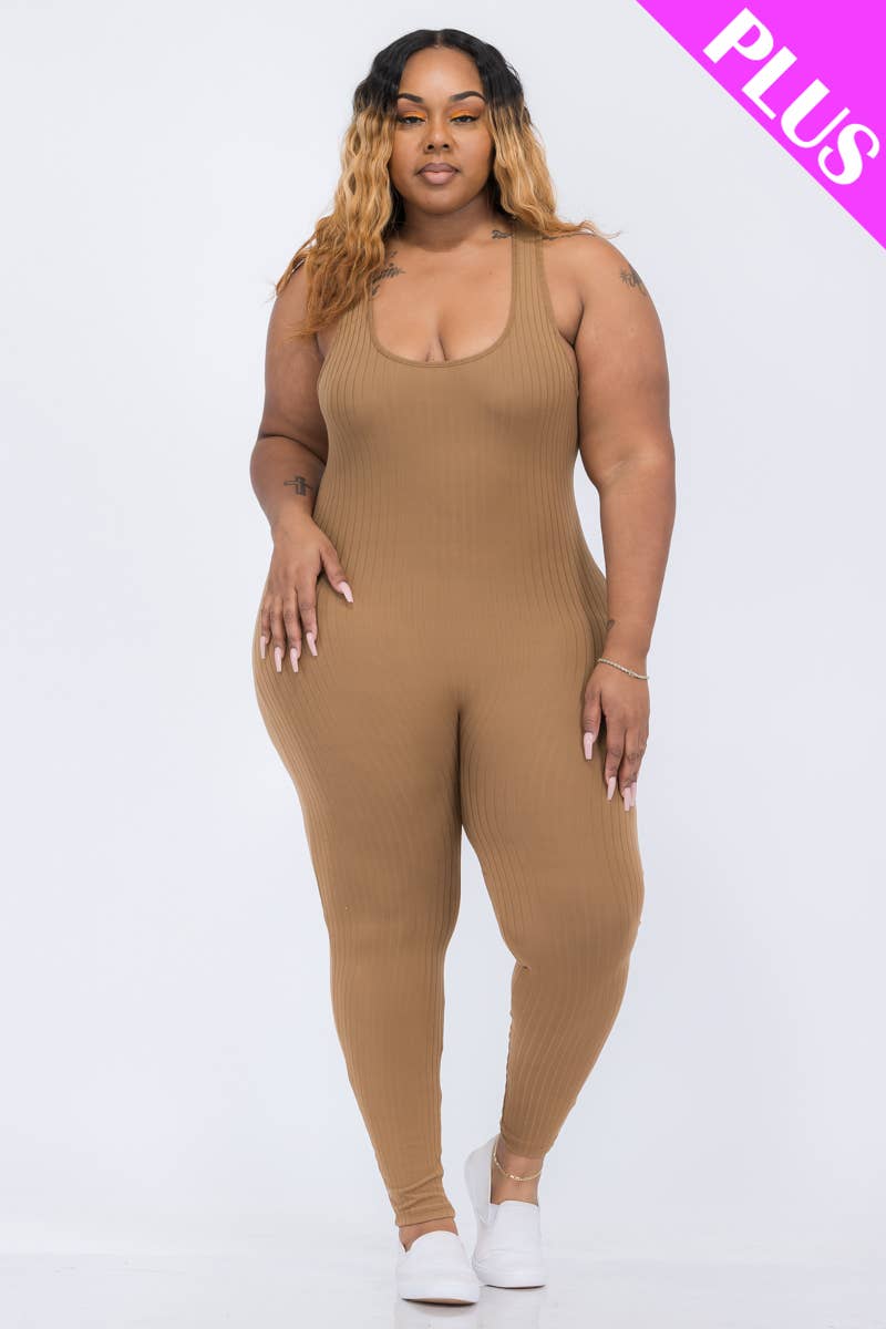 Plus Scoop Neck bodycon Jumpsuit