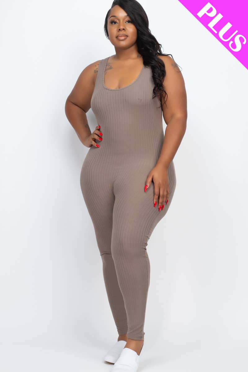 Plus Scoop Neck bodycon Jumpsuit