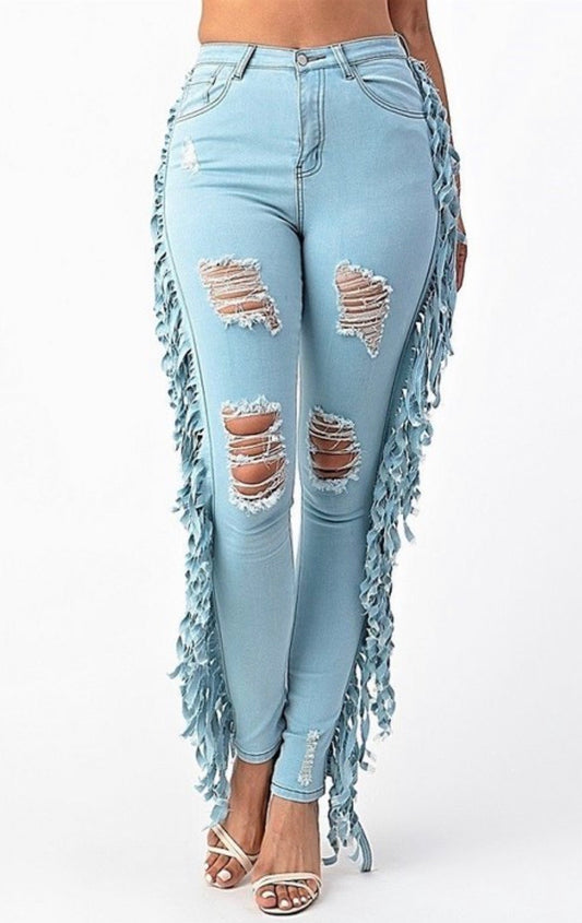 Regular Size Denim Fringe