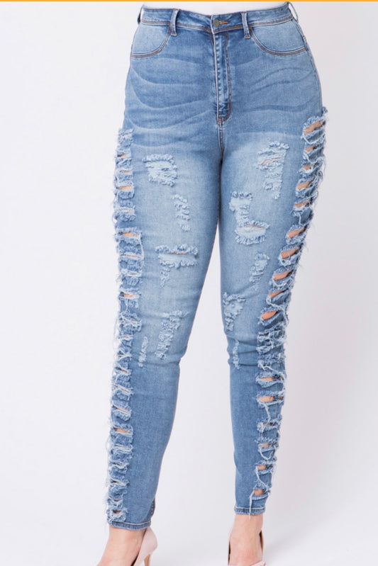 Side slit jeans